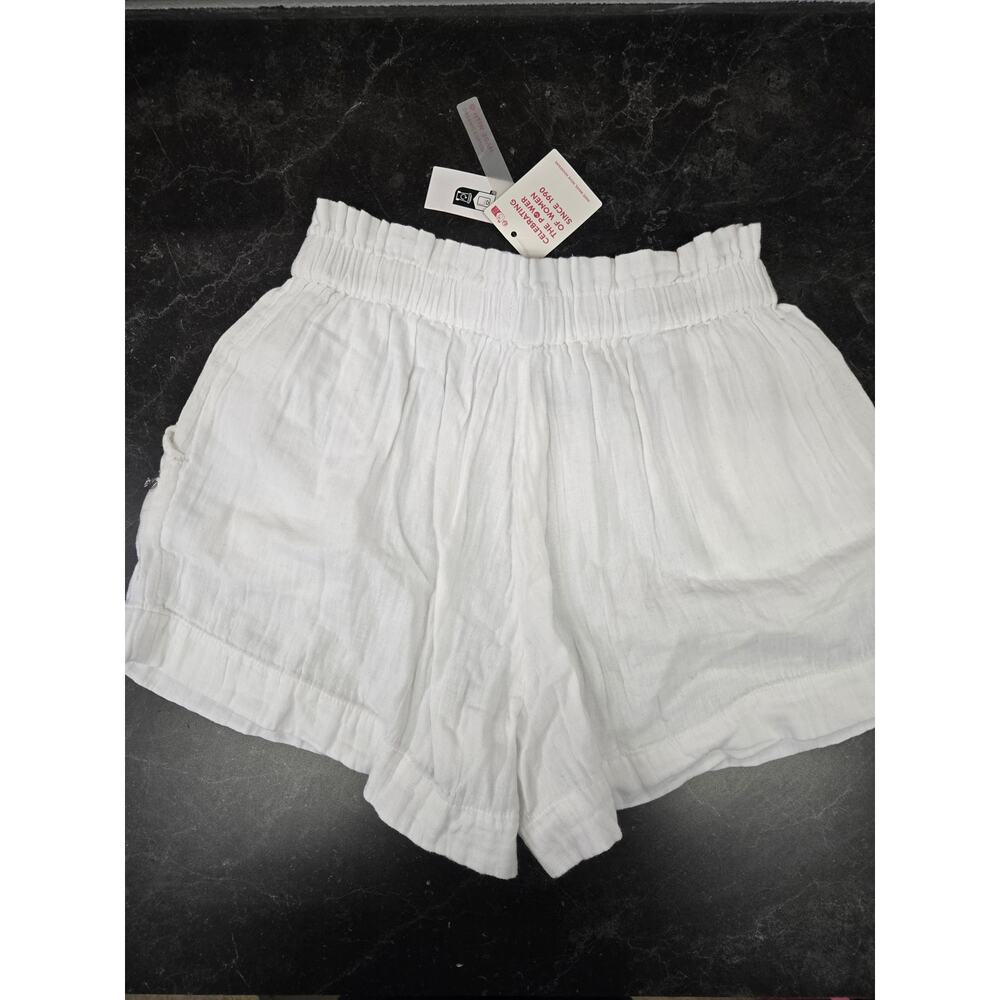 Roxy White What A Vibe High Rise Organic Cotton Gauze Shorts Small NWT - Picture 4 of 9